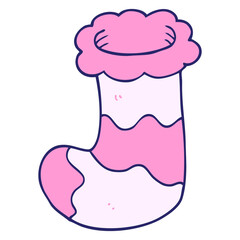 cartoon doodle christmas stocking in bright neon color