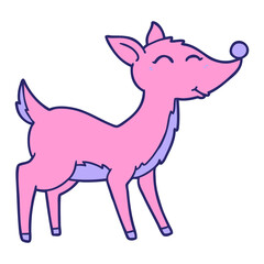 cartoon deer in bright neon color