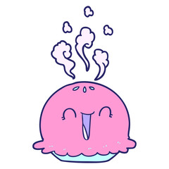 cartoon happy pie in bright neon color