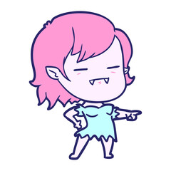 cartoon undead vampire girl in bright neon color