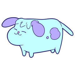 cute cartoon dog in bright neon color