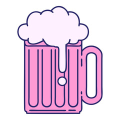 iconic tattoo style image of a beer tankard in bright neon color