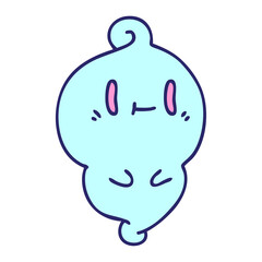 cartoon of a happy halloween ghost in bright neon color