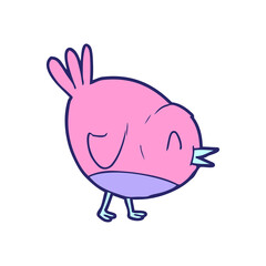cartoon robin bird in bright neon color