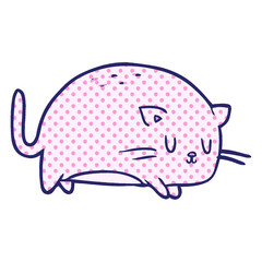 cute fat cartoon cat in bright neon color