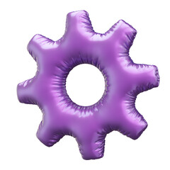 Metallic Industrial Gear Shaped Like a Balloon on White Background