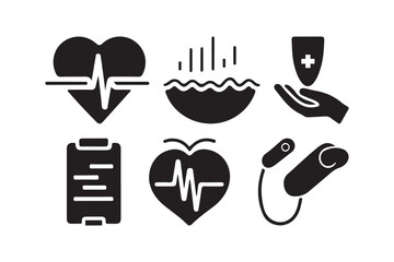 Collection of medical and health care icons representing wellness and treatment