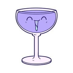 cartoon glass of wine in bright neon color