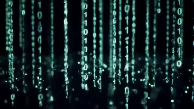 Teal Binary Code Rain