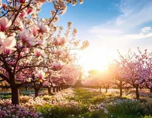 Blooming spring trees
