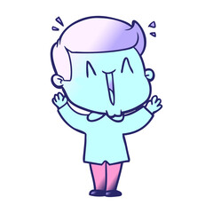 cartoon excited man in bright neon color