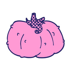 cartoon doodle pumpkin in bright neon color