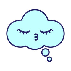 cute cartoon of a thought bubble in bright neon color