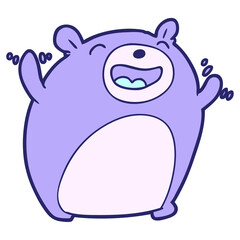 cartoon bear laughing in bright neon color