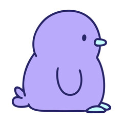 cartoon of a cute little penguin in bright neon color