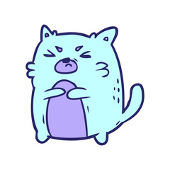 cartoon angry cat in bright neon color