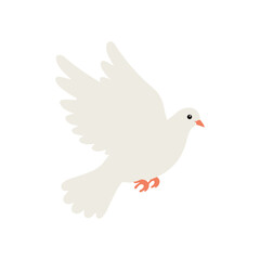 Fototapeta premium Peaceful dove in flight with outstretched wings – stock vector in colorful flat style
