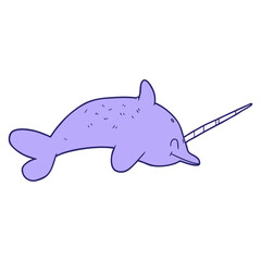 cartoon narwhal in bright neon color © lineartestpilot