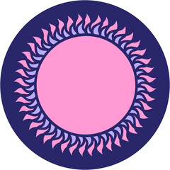 iconic tattoo style image of a sun in bright neon color