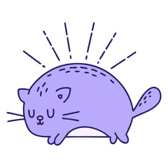 illustration of a traditional tattoo style happy cat in bright neon color