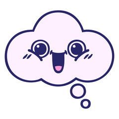 cute cartoon of a thought bubble in bright neon color