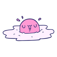 cartoon fried egg in bright neon color