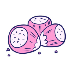 cartoon hazelnuts in bright neon color