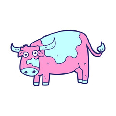 cartoon cow in bright neon color