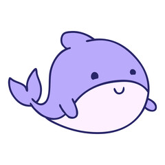 cartoon of a happy whale in bright neon color