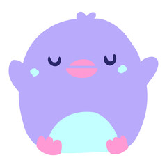 cartoon penguin in bright neon color