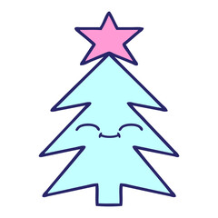 Fototapeta premium cute cartoon of a christmas tree in bright neon color