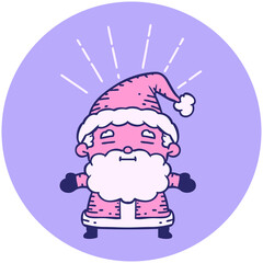 icon of a tattoo style santa claus christmas character in bright neon color