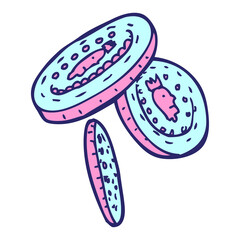 cartoon coins in bright neon color