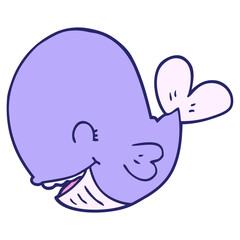cartoon whale in bright neon color