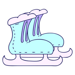 hand drawn cartoon doodle ice skate boots in bright neon color