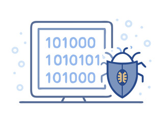 Malware blocked in real-time by firewall shield during binary stream analysis
