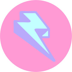 iconic tattoo style image of lighting bolt in bright neon color