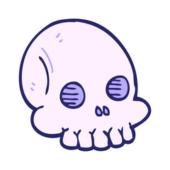 cartoon doodle halloween skull in bright neon color