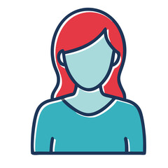 Obraz premium Female avatar in flat style with red hair and blue shirt