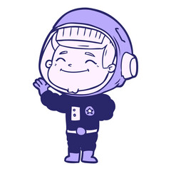 happy cartoon astronaut in bright neon color