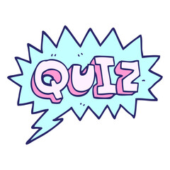 cartoon doodle font quiz  in bright neon color