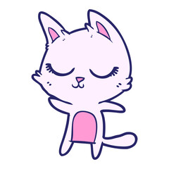 calm cartoon cat in bright neon color