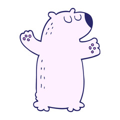 cartoon doodle polar bear in bright neon color