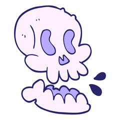 cartoon doodle skull in bright neon color
