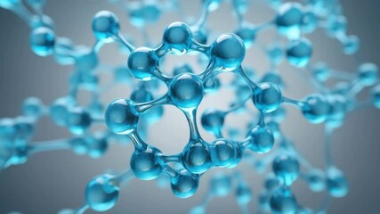 Blue transparent molecule structure, hyaluronic acid and collagen peptides, amino acids complex concept, biotechnology skincare background, cosmetic beauty serum, molecular research innovation - Powered by Adobe
