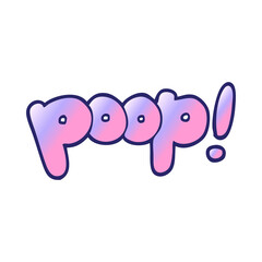 cartoon doodle font poop in bright neon color