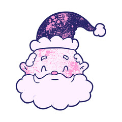 cartoon santa claus face in bright neon color
