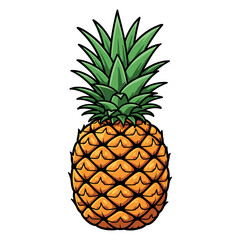 Obraz premium Detailed illustration of a fresh pineapple with green leaves – stock vector in colorful flat style