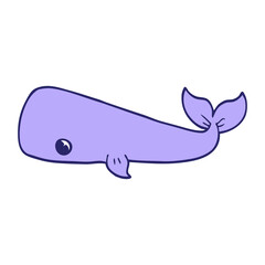 cartoon doodle whale in bright neon color