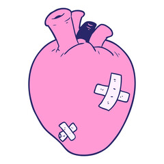 cartoon heart in bright neon color
